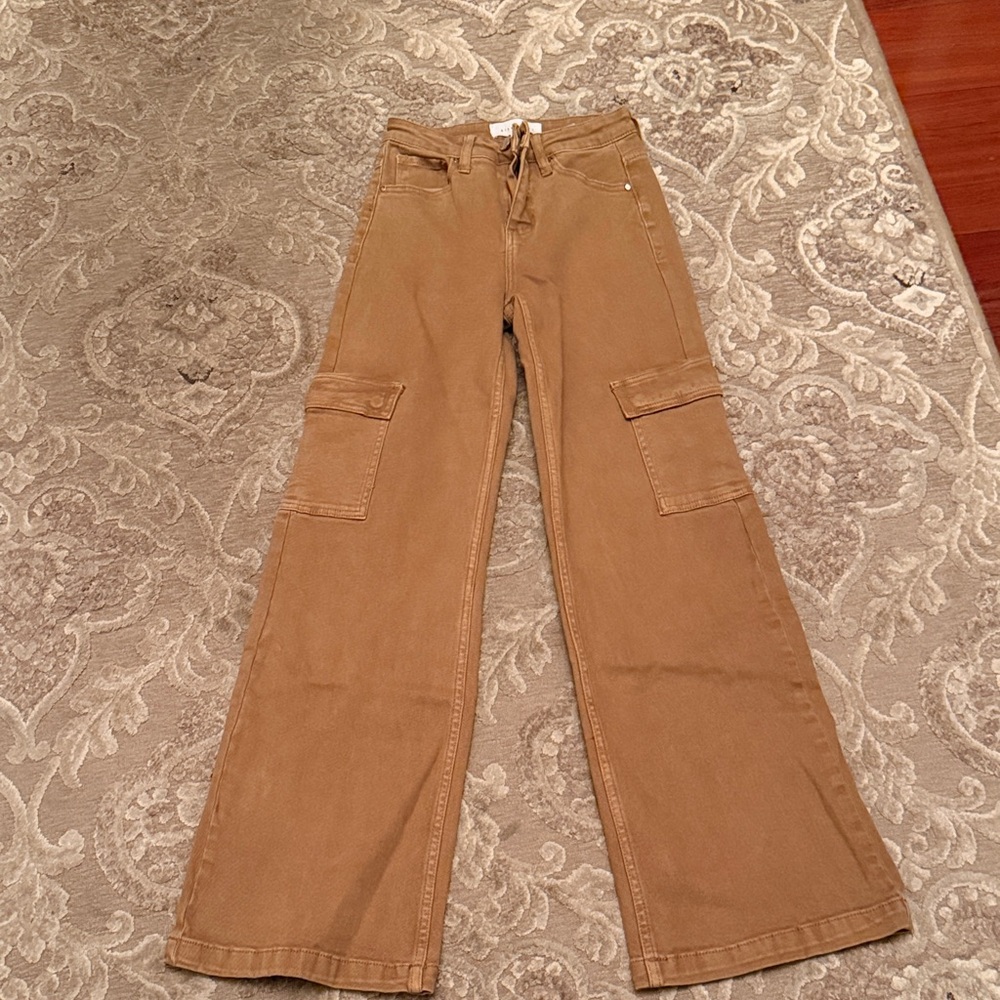 Wide Leg Tan Jeans